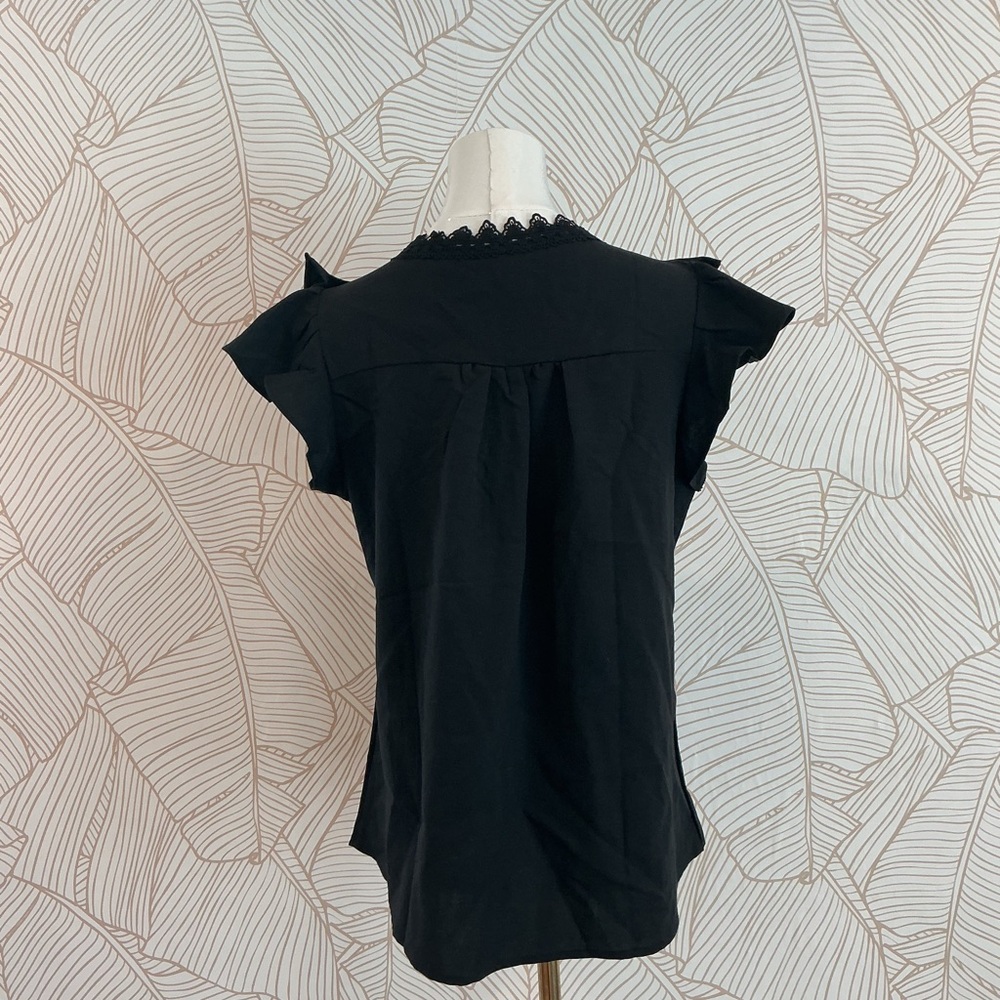 Black Ruffled Women's Top - Picture 3 of 3
